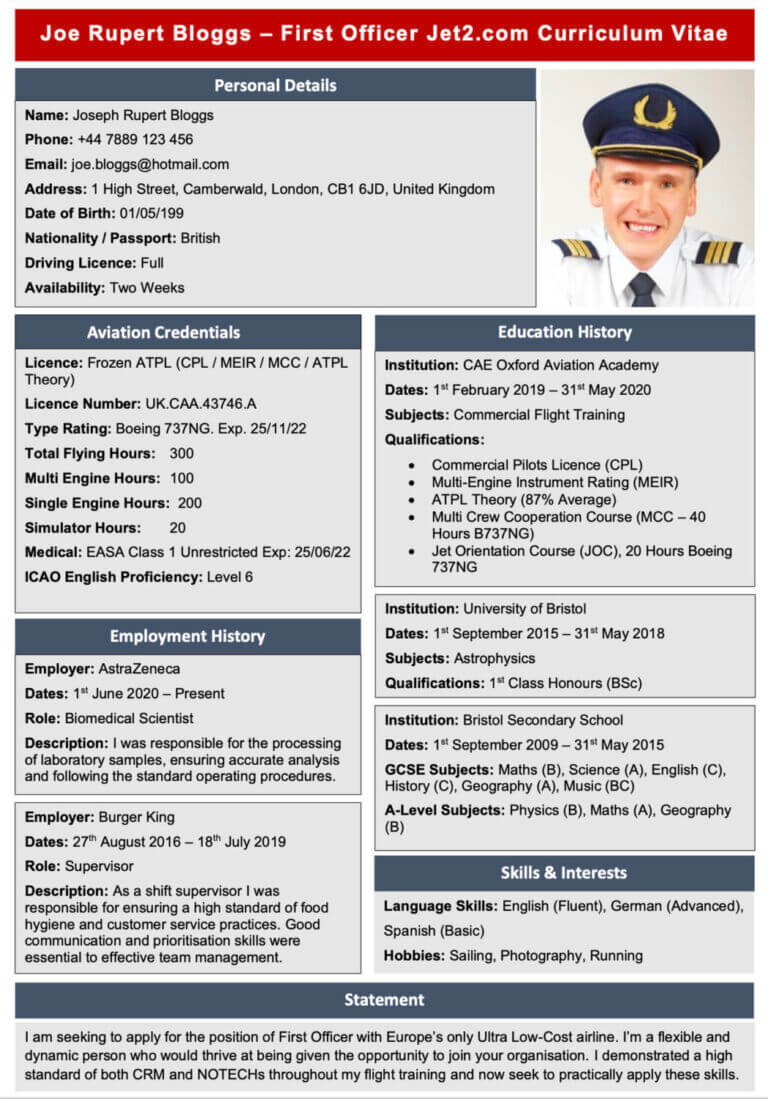 resume format for freshers in aviation industry pdf